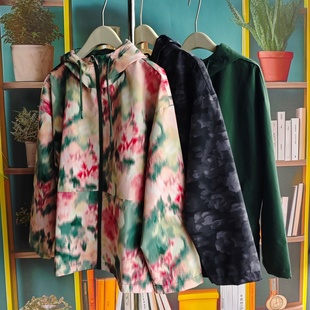 外套宽松休闲百搭上衣 连帽拉链开衫 出口欧美 高品防风防雨秋女款