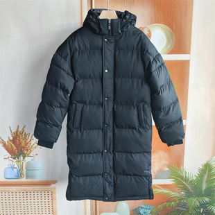 英伦风 冬季中长款高领连帽防风保暖长袖丝绵女款棉衣棉服