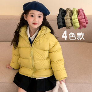 女童羽绒服2023冬季新款中大童韩版短款加厚柔软白鸭绒面包服外套