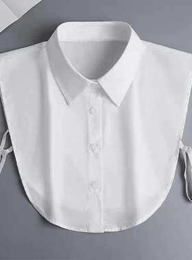 春夏正装假领子女韩版纯色可爱荷叶边西服衬衫立领白色假领子