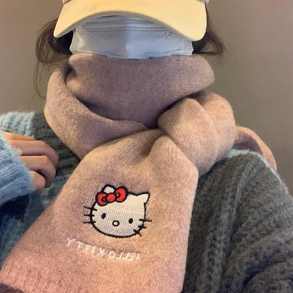 正版HelloKitty凯蒂猫针织围巾脖女春秋季可爱保暖学生送礼物推荐
