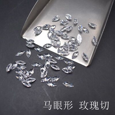 马眼形平底玫瑰切锆石 白色马眼宝石平底钻梧州人造宝石裸石