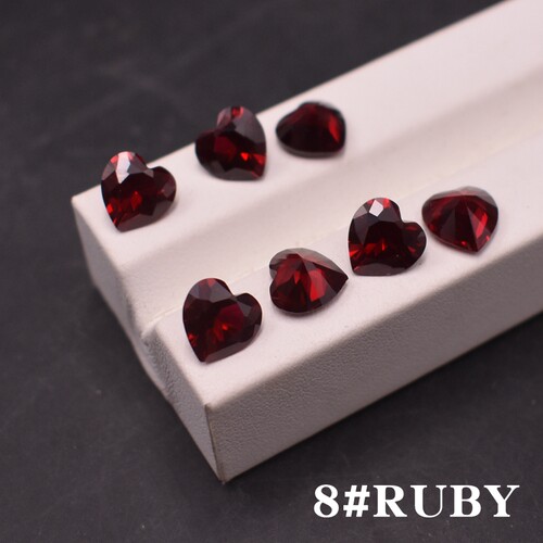 鸽血红深红宝石裸石心形Ruby8号刚玉爱心形戒指DIY镶嵌红宝