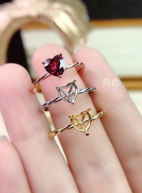 镶钻形戒指空托银戒diy防过敏