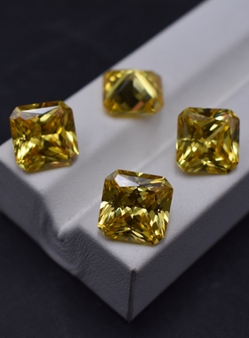 倒角金黄色正方形宝石裸石彩色皓石CZ 首饰珠宝配件配石DIY