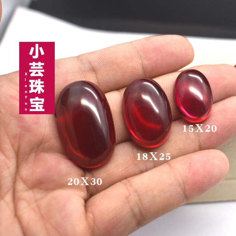 12X16mm25X35mm大戒面红宝石裸石 红刚玉平底蛋面椭圆形素面光面