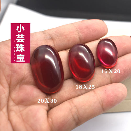 12X16mm25X35mm大戒面红宝石裸石 红刚玉平底蛋面椭圆形素面光面