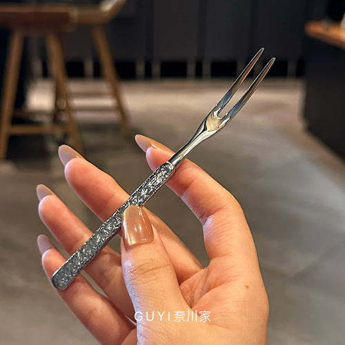 【轻奢岩石纹】出口304不锈钢甜品勺蛋糕点心叉子咖啡精致水果叉