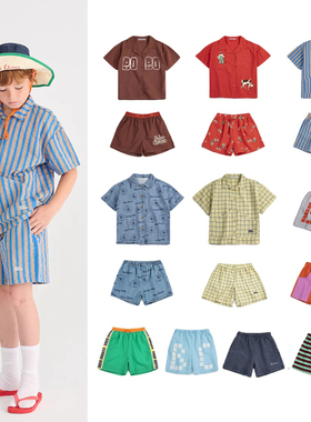 26BC春夏短袖T恤男女童小狗满印衬衫短裤儿童上衣幼儿园休闲套装