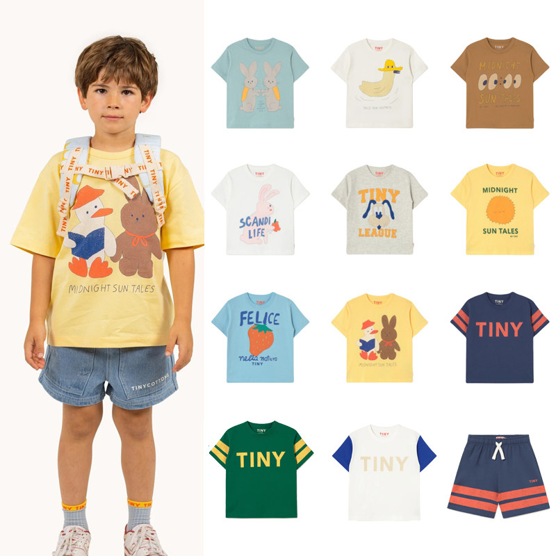 现货儿童短袖T恤小兔子草莓印花上衣25TC系列男女男夏季休闲上衣