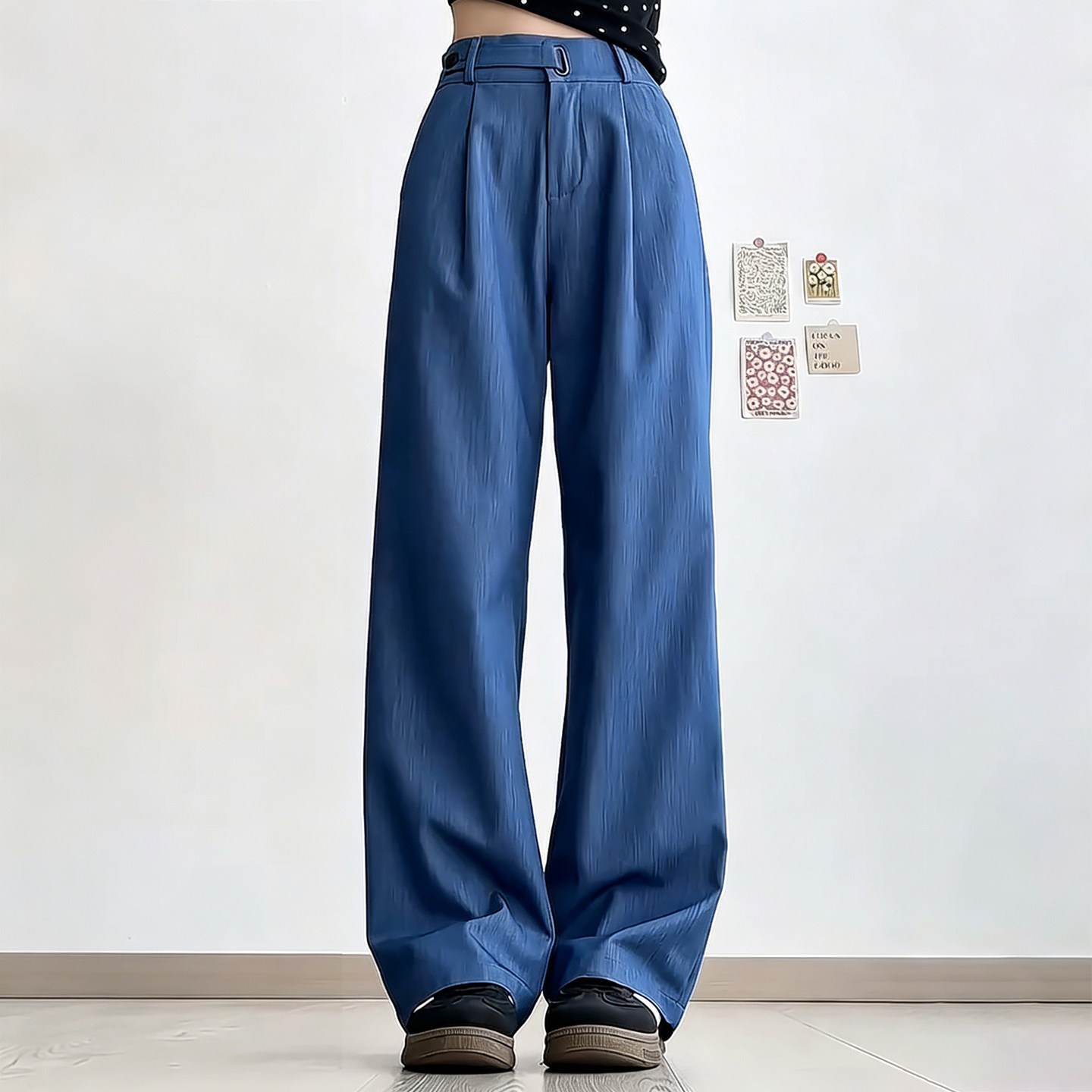 高腰垂感舒适显瘦百搭阔腿长裤子