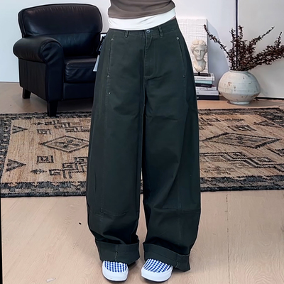 时尚百搭显瘦美式复古弯刀工装裤