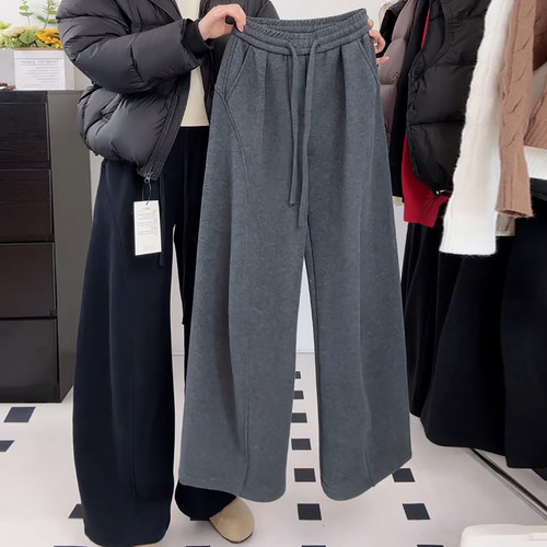 阔腿百搭垂感加绒加厚运动休闲裤