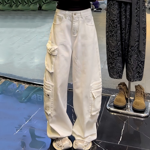时尚百搭多口袋弯刀休闲工装裤女