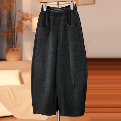 毛呢加厚宽松遮胯显瘦保暖弯刀裤