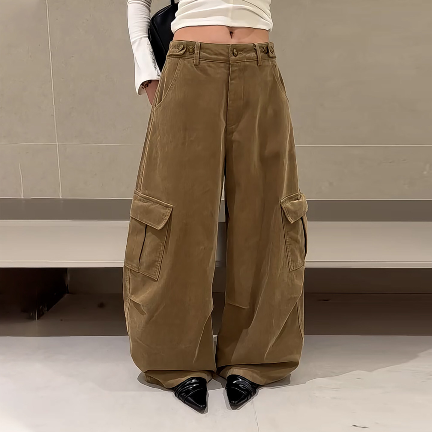 Ader复古松弛工装阔腿拖地裤女2026秋季新款个性潮流百搭休闲长裤