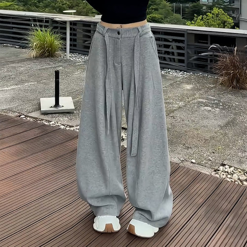慵懒潮流宽松显瘦弯刀阔腿休闲裤
