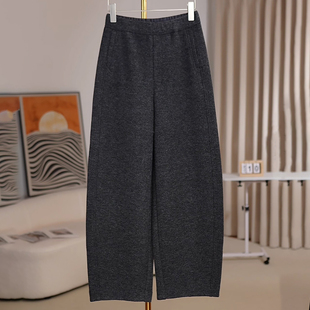 Ader羊毛加厚九分休闲裤女2025秋冬新款时尚百搭显瘦阔腿弯刀裤子