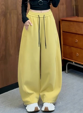 Ader加绒加厚保暖休闲卫裤女2025冬季新款时尚百搭高腰显瘦弯刀裤