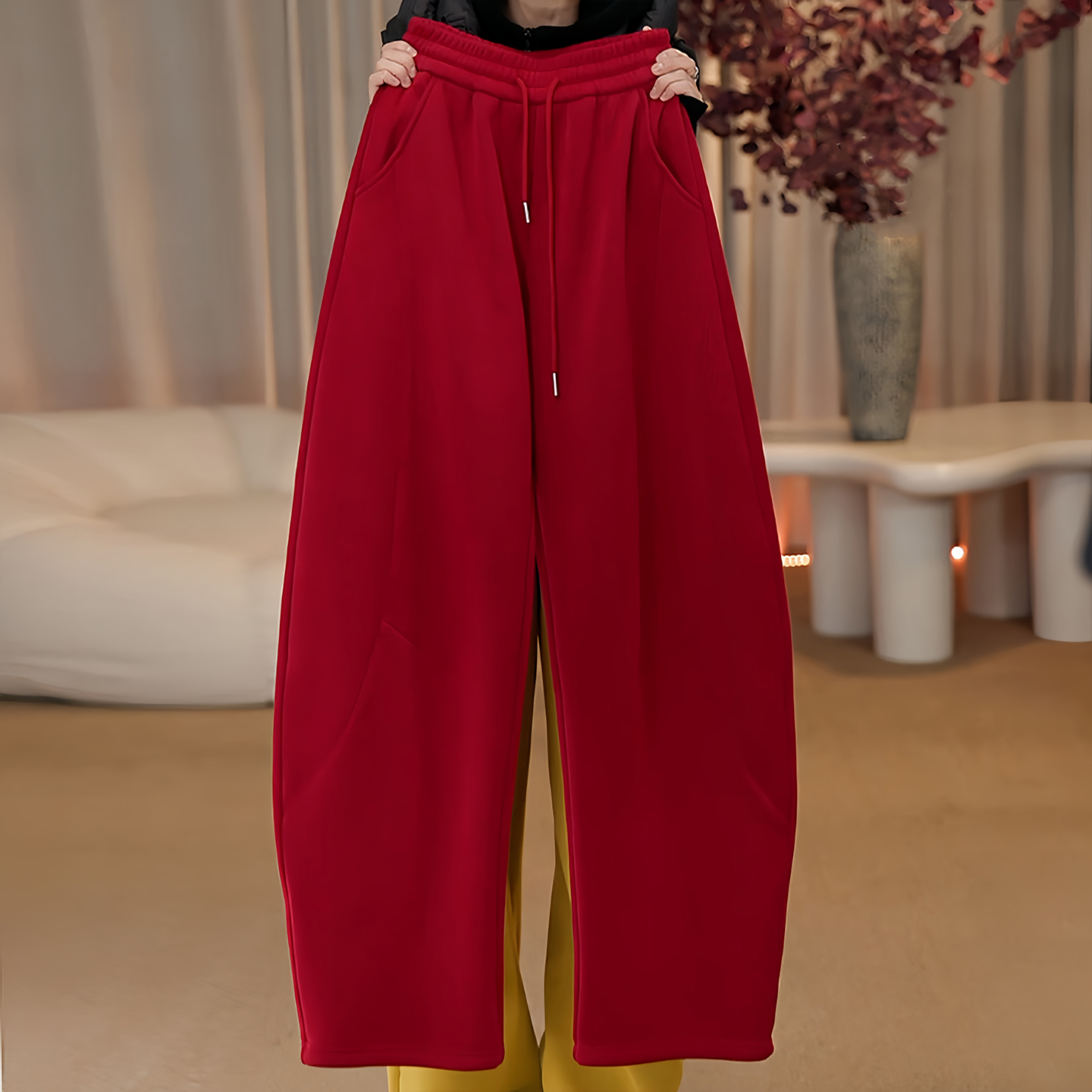 时尚百搭加绒保暖运动休闲卫裤女