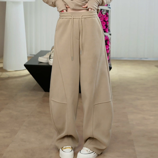 Ader松紧腰抽绳运动休闲卫裤女2026春季新款百搭显瘦阔腿弯刀裤