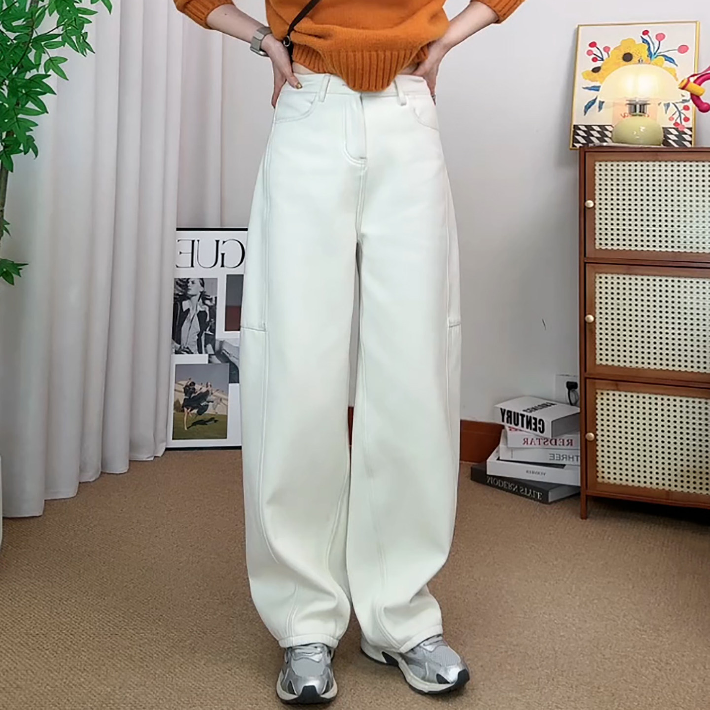 Ader牛仔弯刀裤女2026春季新款时尚简约宽松阔腿百搭显瘦休闲裤潮,女装/女士精品,大码裤装,淘宝优惠券,粉丝福利购,淘宝优惠卷