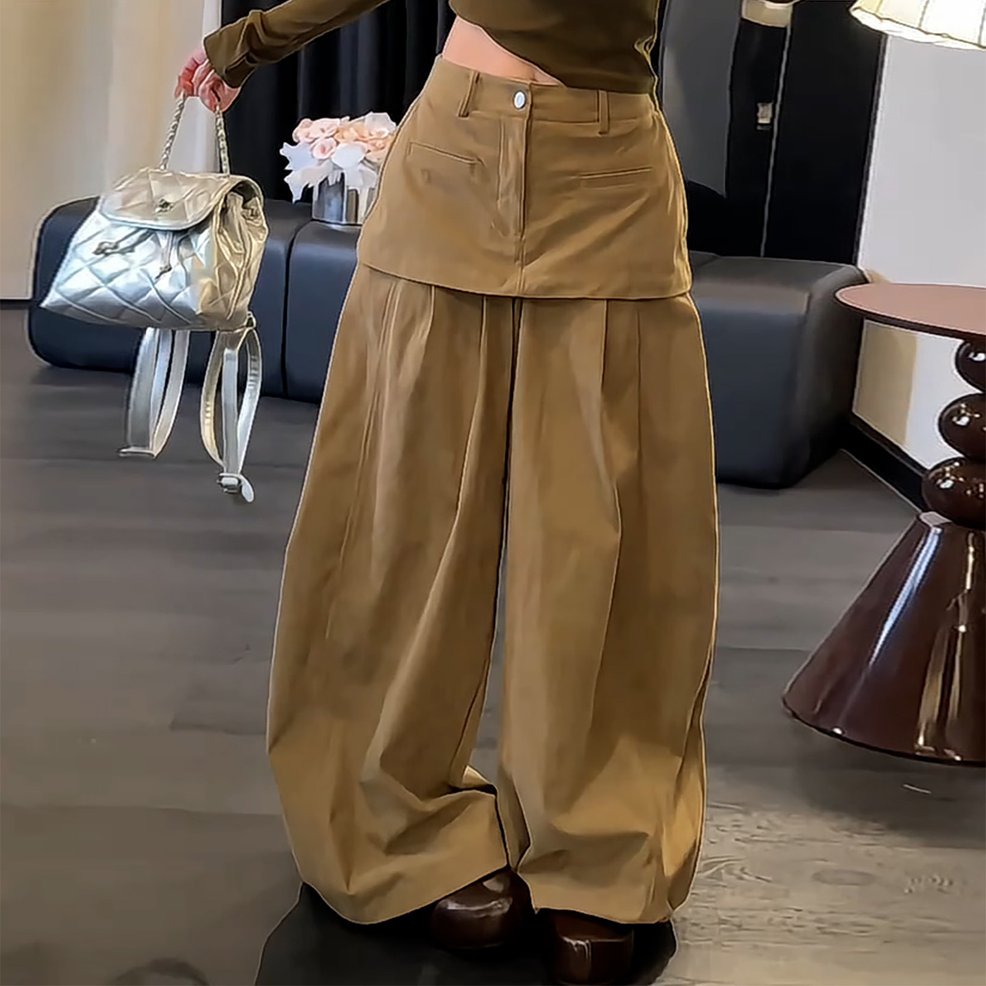 Ader洋气屁帘显瘦百搭气球裤女2026秋季新款松弛慵懒风小众阔腿裤