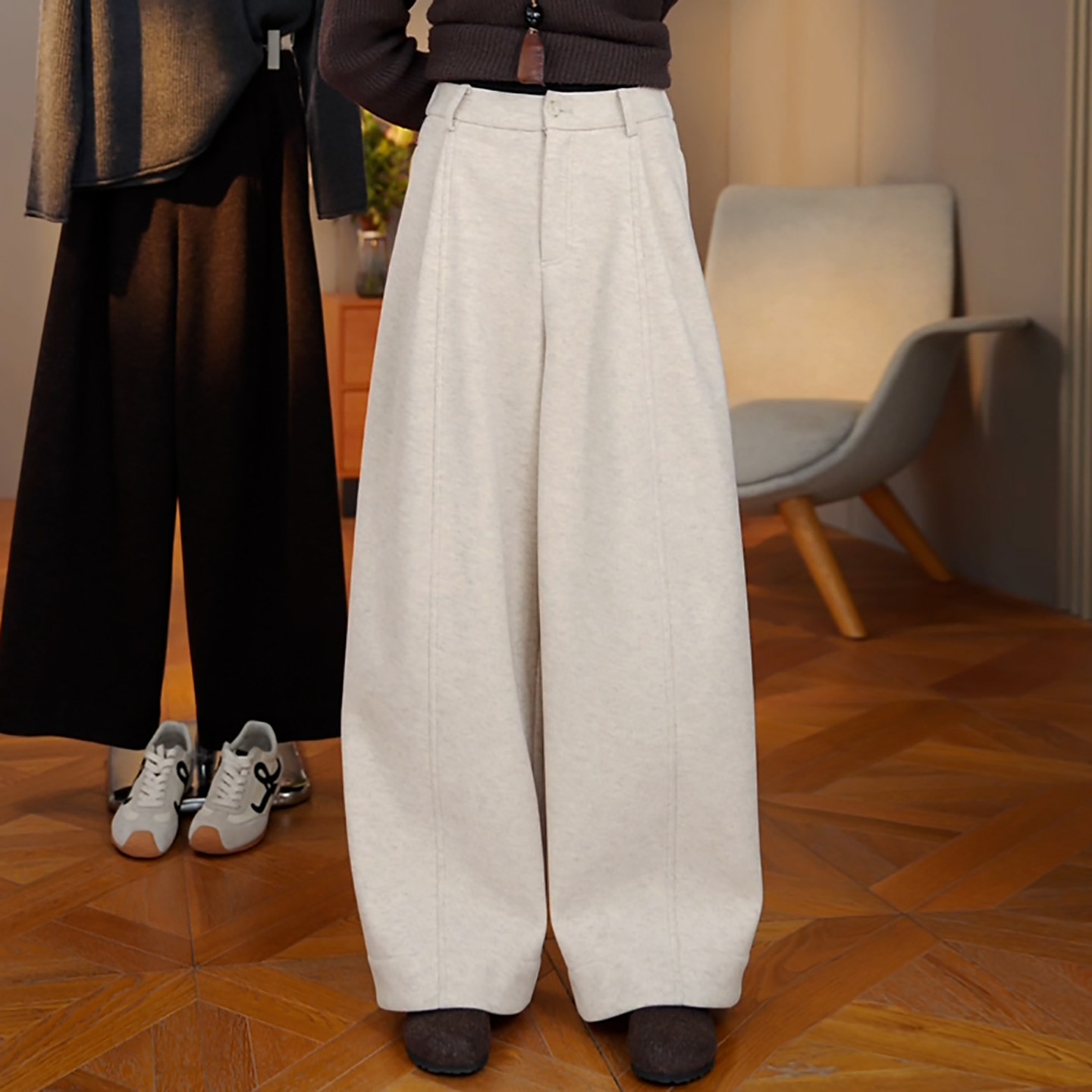 Ader加绒加厚绵羊毛休闲裤女2025冬季新款气质百搭显瘦保暖阔腿裤,女装/女士精品,大码裤装,淘宝优惠券,粉丝福利购,淘宝优惠卷