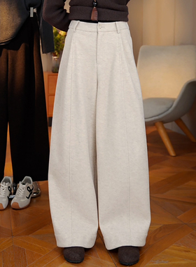 Ader加绒加厚绵羊毛休闲裤女2025冬季新款气质百搭显瘦保暖阔腿裤