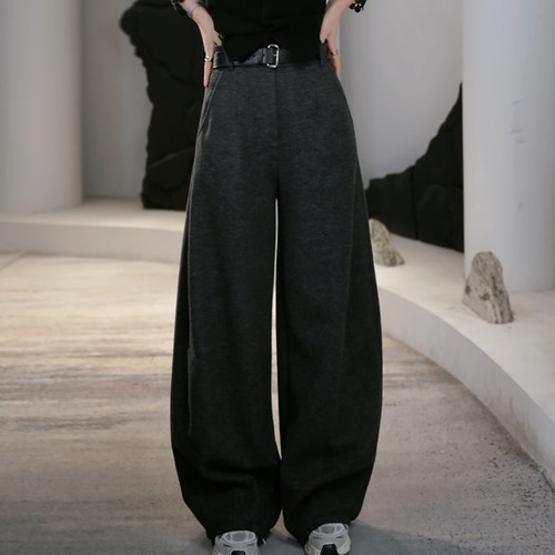 加绒加厚阔腿休闲百搭羊毛弯刀裤
