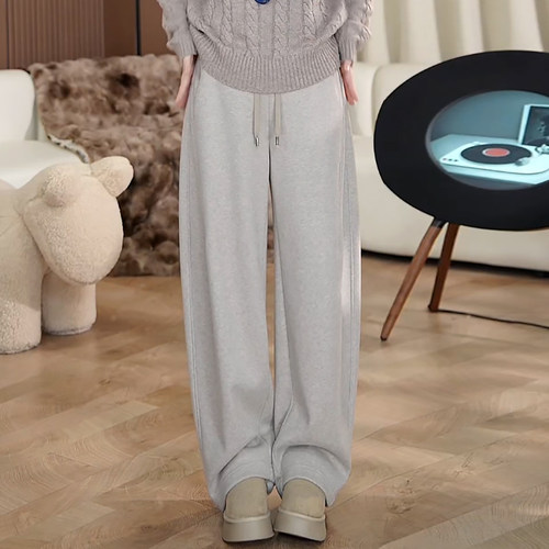 时尚松弛感加绒加厚百搭弯刀裤