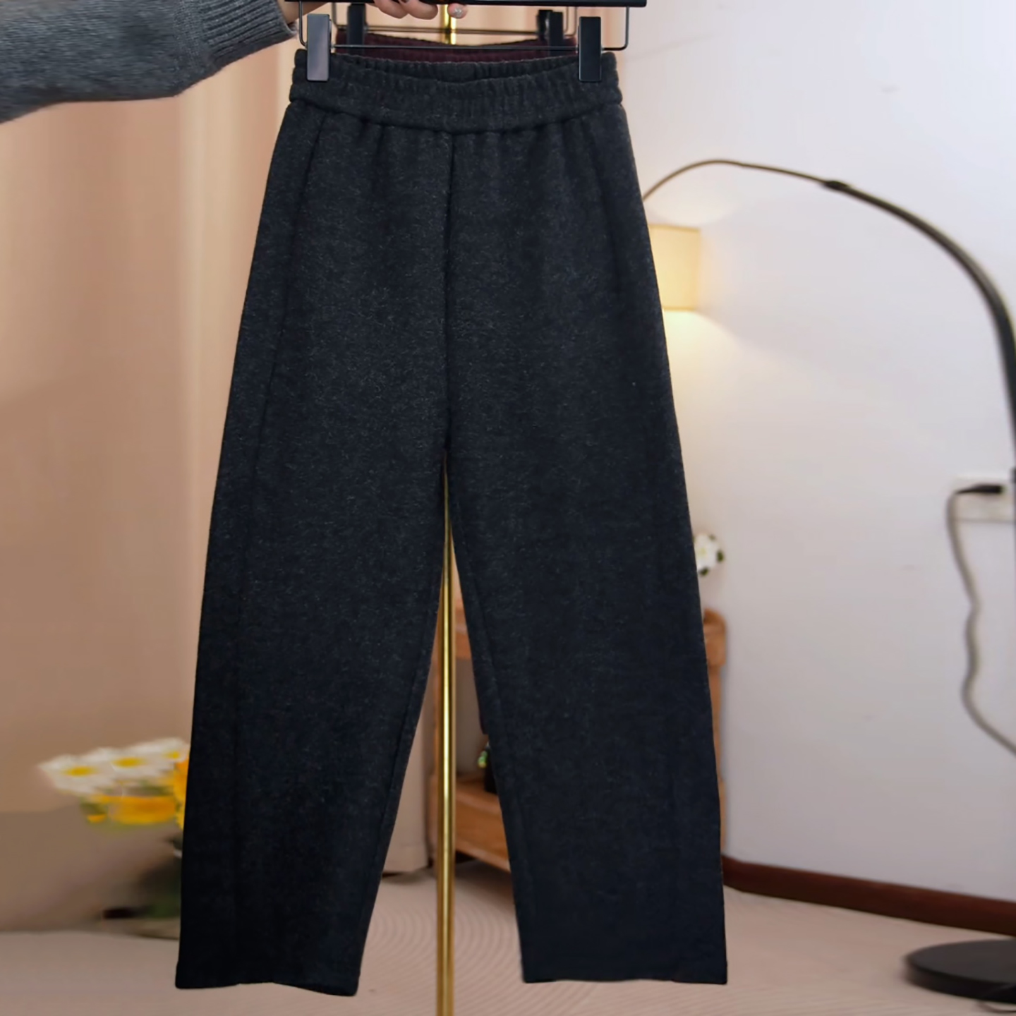 九分加绒简约保暖阔腿保暖哪吒裤