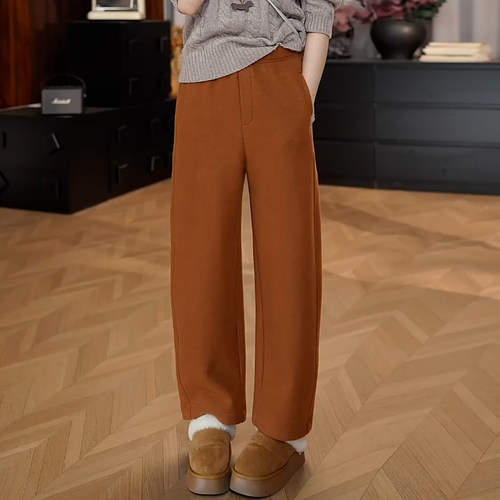 九分时尚简约百搭羊毛加绒休闲裤