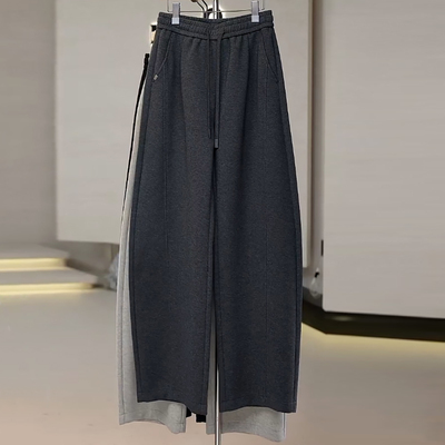 冬季加绒加厚百搭阔腿弯刀卫裤