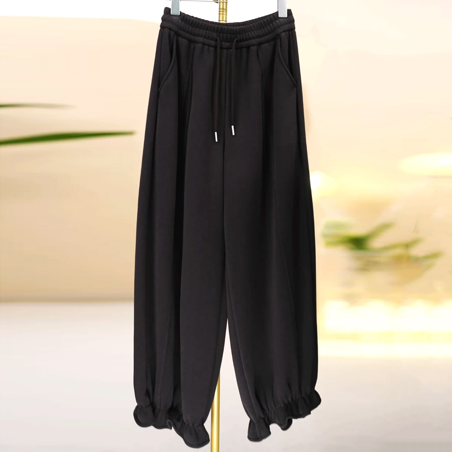 Ader加绒加厚九分灯笼裤女2025冬季新款松紧腰抽绳宽松显瘦花苞裤,女装/女士精品,大码裤装,淘宝优惠券,粉丝福利购,淘宝优惠卷