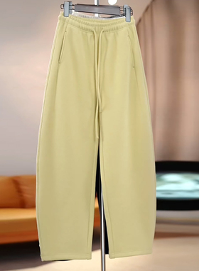 Ader加绒加厚休闲卫裤女2025冬季新款松紧腰抽绳百搭阔腿弯刀裤潮