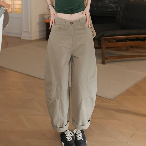 百搭高腰显瘦宽松阔腿弯刀休闲裤