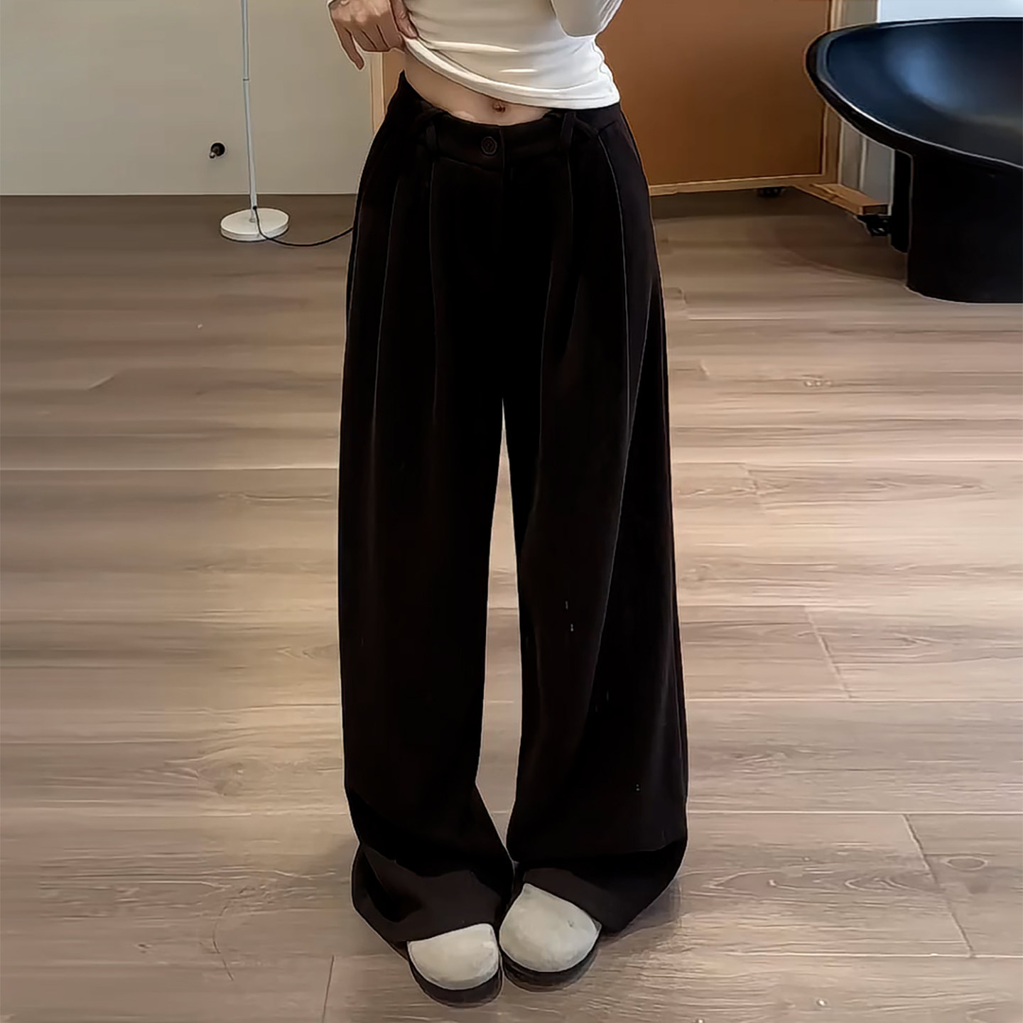 Ader小众高腰垂感显瘦休闲裤女2026秋季新款宽松藏肉百搭阔腿长裤