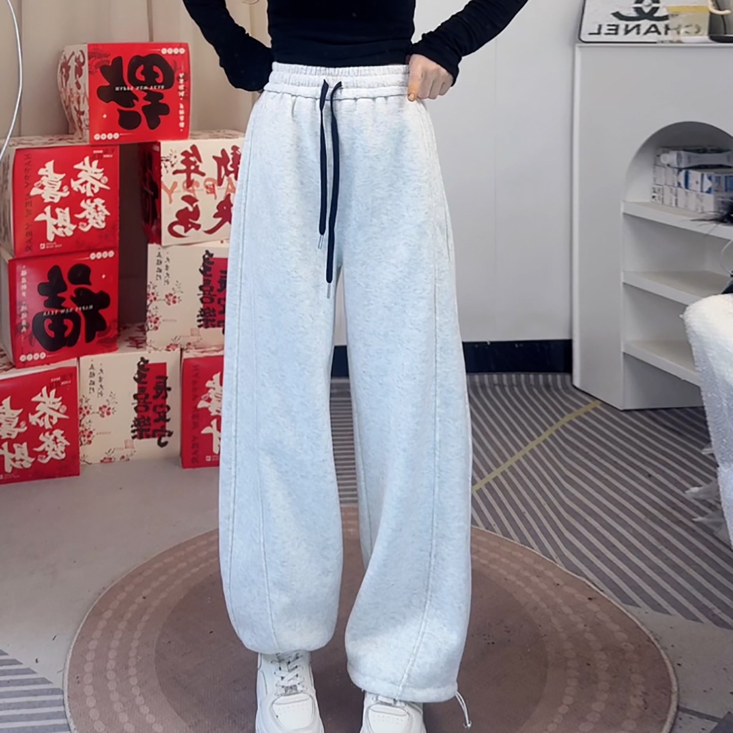 Ader松紧腰抽绳运动休闲香蕉裤女2026春季新款可束脚两穿百搭卫裤,女装/女士精品,大码裤装,淘宝优惠券,粉丝福利购,淘宝优惠卷