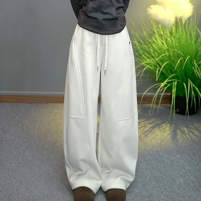 松紧腰抽绳宽松阔腿加绒运动卫裤