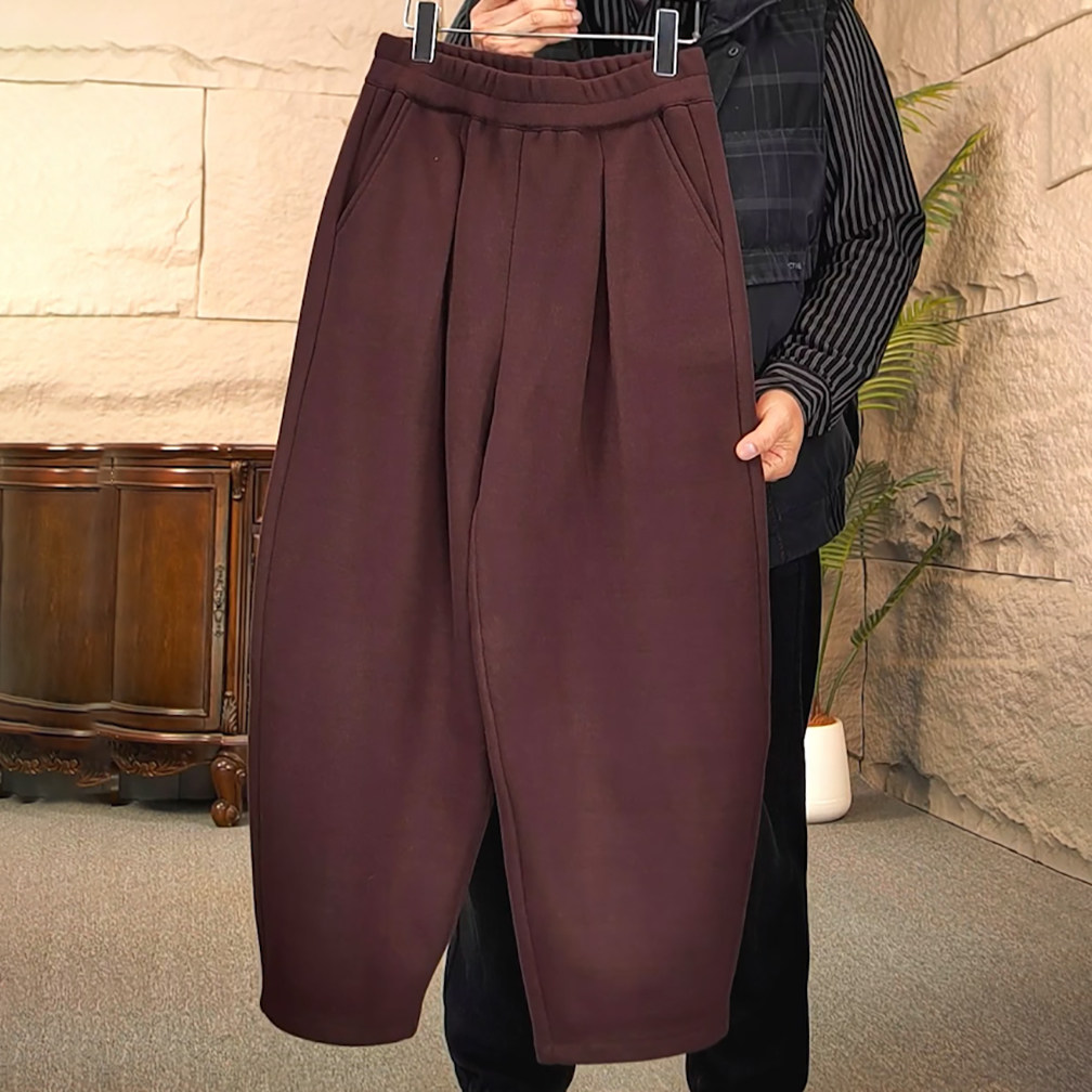 Ader酒红色弯刀哈伦裤女加绒2025秋冬新款洋气宽松遮胯休闲阔腿裤,女装/女士精品,大码裤装,淘宝优惠券,粉丝福利购,淘宝优惠卷