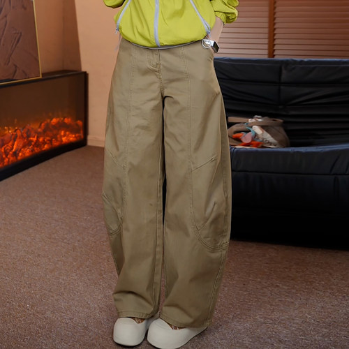 美式复古宽松阔腿时尚百搭弯刀裤