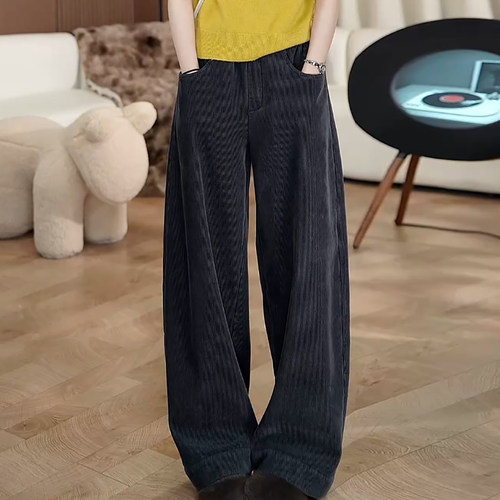 灯芯绒加绒加厚百搭阔腿弯刀裤