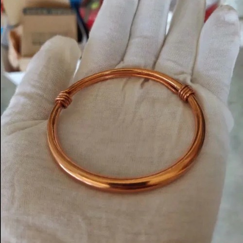 纯红铜手工打造大人推拉圆肚实心手镯直径5.8公分重量30克送妈妈