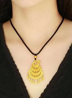 今日【大捡漏】正品纯沙金孔雀吊坠女款吉祥如意孔雀开屏金色挂坠