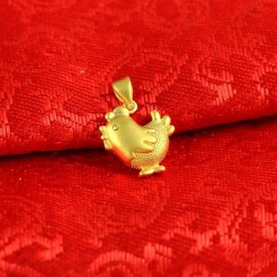 沙金首饰12生肖鸡吊坠黄铜镀金 饰品时尚首饰女锁骨链金鸡坠子
