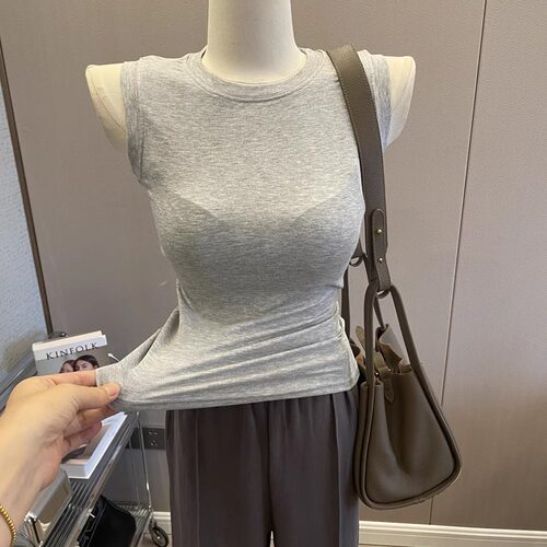 舒适柔软显胸微透百搭背心上衣女