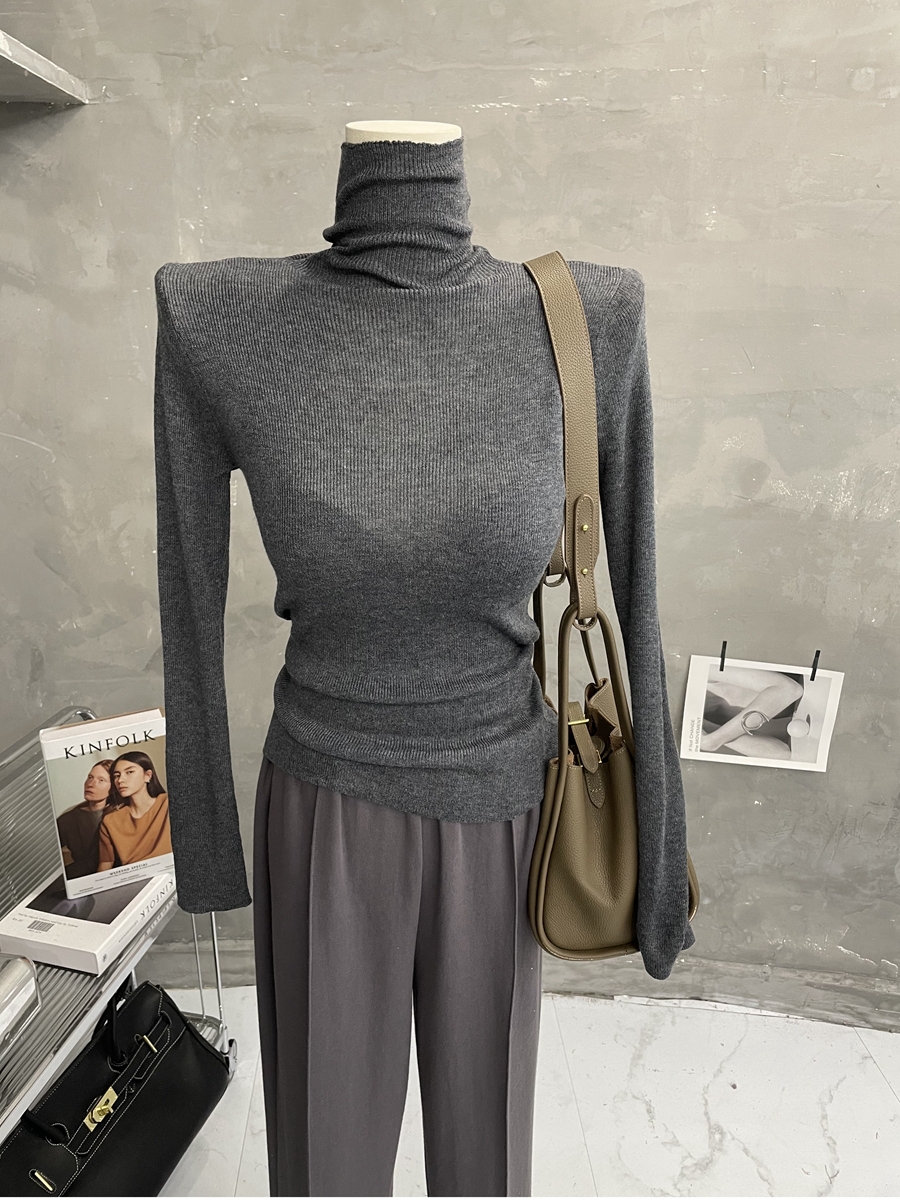 高领针织衫打底衫女纯色修身内搭