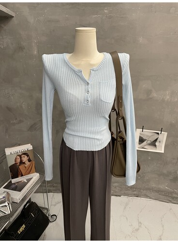 修身显瘦针织衫女长袖纯色