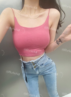 设计感～带胸垫紧身吊带背心露背百搭女人味外上衣白色打底内搭潮